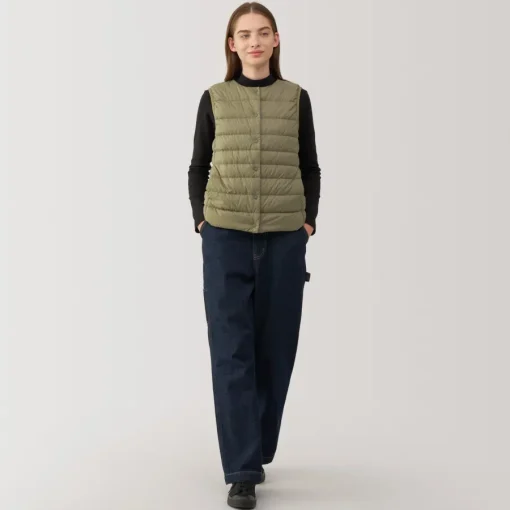 Hot Women's Lightweight Down Collarless Vest Women Lightweight Down Jackets & Vests