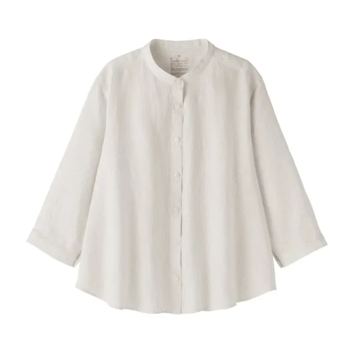 Fashion Women's Linen 3/4 Sleeve Striped Blouse Women Tops & Shirts