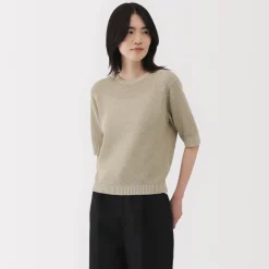 Clearance Women's Linen Blend Half Sleeve Sweater Women Sweaters & Cardigans