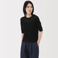 Clearance Women's Linen Blend Half Sleeve Sweater Women Sweaters & Cardigans