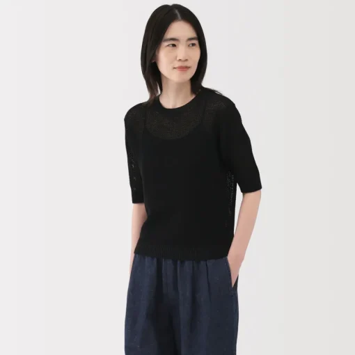 Clearance Women's Linen Blend Half Sleeve Sweater Women Sweaters & Cardigans