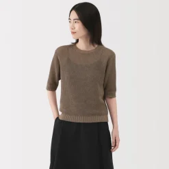 Clearance Women's Linen Blend Half Sleeve Sweater Women Sweaters & Cardigans