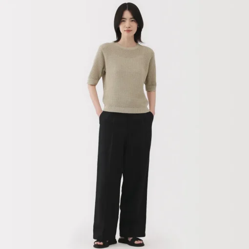 Clearance Women's Linen Blend Half Sleeve Sweater Women Sweaters & Cardigans