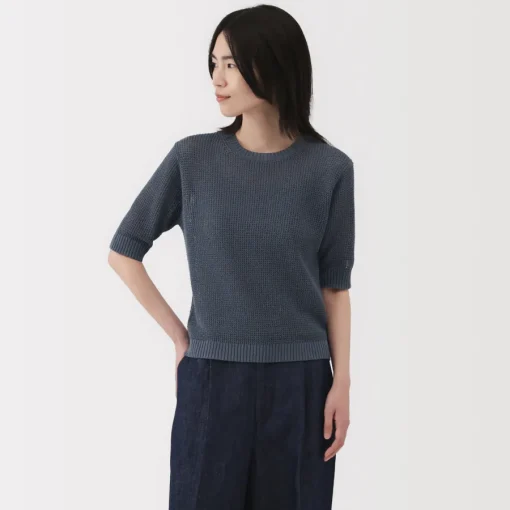 Clearance Women's Linen Blend Half Sleeve Sweater Women Sweaters & Cardigans