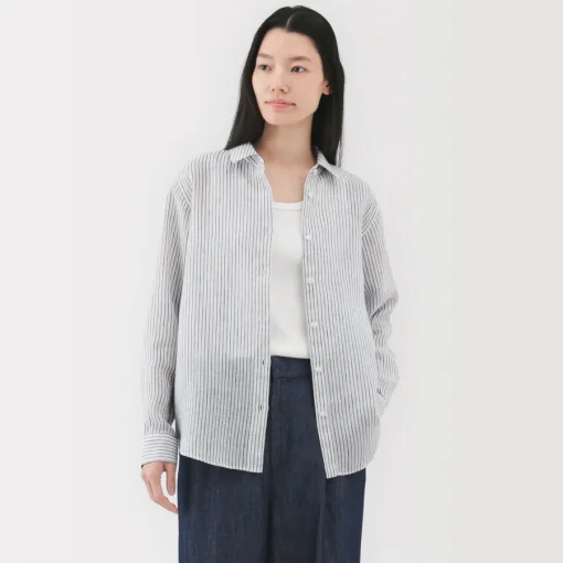 Fashion Women's Linen Striped Shirt Women Tops & Shirts