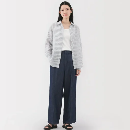 Fashion Women's Linen Striped Shirt Women Tops & Shirts