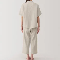 Fashion Women's Side Seamless Crepe Gauze Short Sleeve Pajamas Pajamas & Loungewear|Loungewear