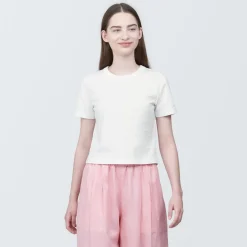 Clearance Women's Slub Yarn Crop Short-Sleeve T-Shirt Women T-Shirts