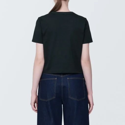 Clearance Women's Slub Yarn Crop Short-Sleeve T-Shirt Women T-Shirts