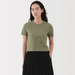 Clearance Women's Slub Yarn Crop Short-Sleeve T-Shirt Women T-Shirts