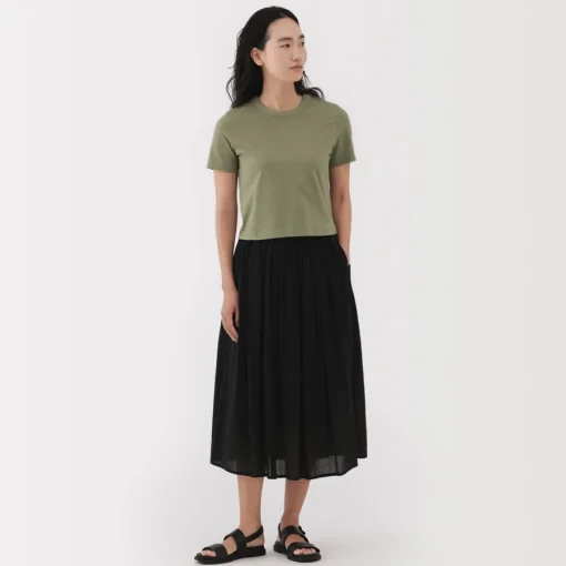 Clearance Women's Slub Yarn Crop Short-Sleeve T-Shirt Women T-Shirts