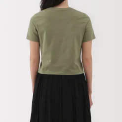 Clearance Women's Slub Yarn Crop Short-Sleeve T-Shirt Women T-Shirts