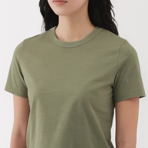 Clearance Women's Slub Yarn Crop Short-Sleeve T-Shirt Women T-Shirts