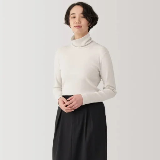 Fashion Women's Soy Fiber Blend Ribbed Turtleneck Long Sleeve T-Shirt Women T-Shirts