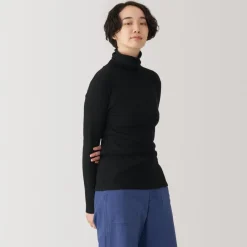 Fashion Women's Soy Fiber Blend Ribbed Turtleneck Long Sleeve T-Shirt Women T-Shirts