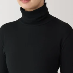 Fashion Women's Soy Fiber Blend Ribbed Turtleneck Long Sleeve T-Shirt Women T-Shirts