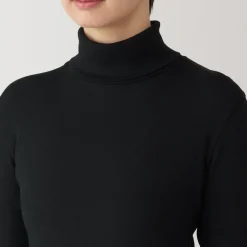 Fashion Women's Soy Fiber Blend Ribbed Turtleneck Long Sleeve T-Shirt Women T-Shirts