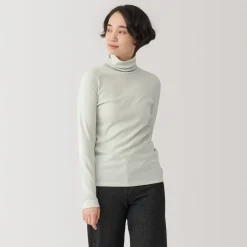 Fashion Women's Soy Fiber Blend Ribbed Turtleneck Long Sleeve T-Shirt Women T-Shirts