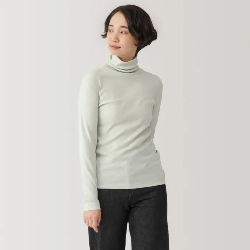 Fashion Women's Soy Fiber Blend Ribbed Turtleneck Long Sleeve T-Shirt Women T-Shirts