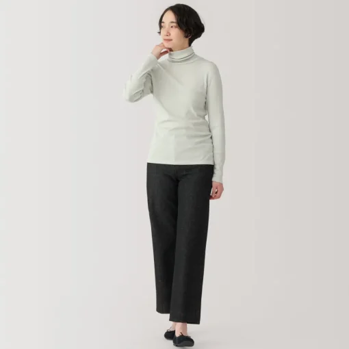Fashion Women's Soy Fiber Blend Ribbed Turtleneck Long Sleeve T-Shirt Women T-Shirts