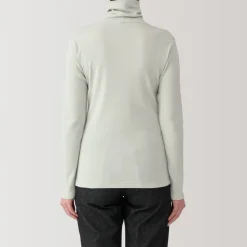 Fashion Women's Soy Fiber Blend Ribbed Turtleneck Long Sleeve T-Shirt Women T-Shirts