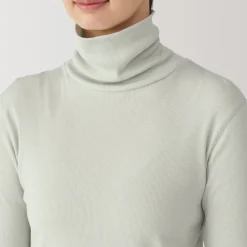 Fashion Women's Soy Fiber Blend Ribbed Turtleneck Long Sleeve T-Shirt Women T-Shirts