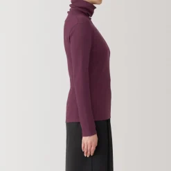 Fashion Women's Soy Fiber Blend Ribbed Turtleneck Long Sleeve T-Shirt Women T-Shirts