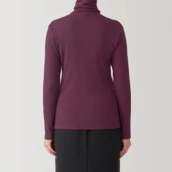 Fashion Women's Soy Fiber Blend Ribbed Turtleneck Long Sleeve T-Shirt Women T-Shirts