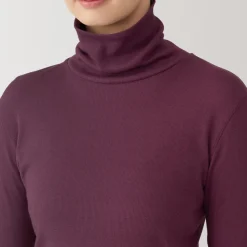 Fashion Women's Soy Fiber Blend Ribbed Turtleneck Long Sleeve T-Shirt Women T-Shirts