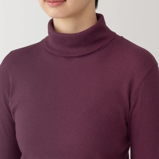 Fashion Women's Soy Fiber Blend Ribbed Turtleneck Long Sleeve T-Shirt Women T-Shirts