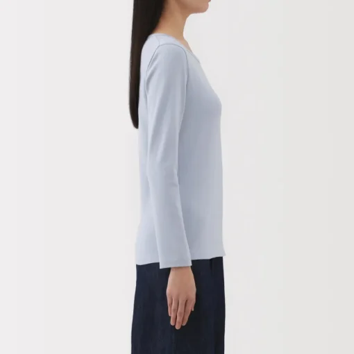 Clearance Women's Stretch Ribbed Crew Neck Long Sleeve T-Shirt Women T-Shirts