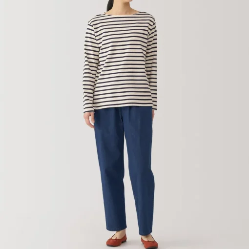 New Women's Washed Denim Easy Tapered Pants Women Denim