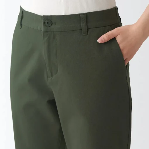 Outlet Women's 4-Way Stretch Chino Slim Tapered Pants (L 30inch / 75cm) Women Chino
