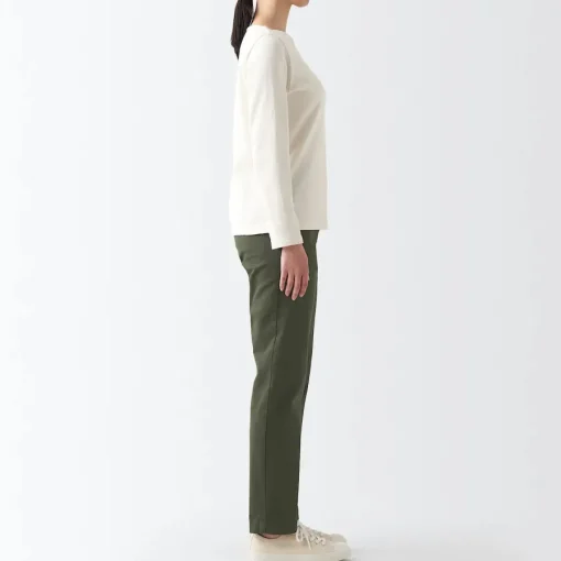 Hot Women's 4-Way Stretch Chino Slim Tapered Pants (L 32inch / 82cm) Women Chino
