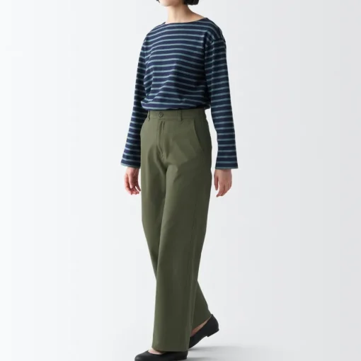 Best Women's 4-Way Stretch Chino Wide Straight Pants (L 32inch / 80cm) Women Chino